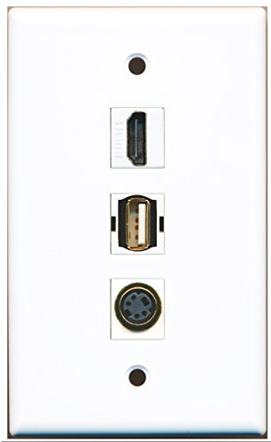 RiteAV - 1 Port HDMI and 1 Port USB A-A and 1 Port S-Video Wall Plate
