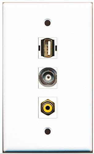 RiteAV - 1 Port RCA Yellow and 1 Port USB A-A and 1 Port BNC Wall Plate
