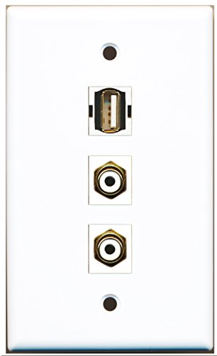 RiteAV - 2 Port RCA White and 1 Port USB A-A Wall Plate