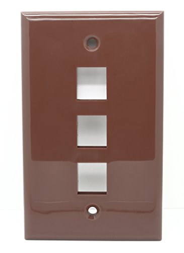 RiteAV Blank Wall Plate for Keystone Jacks - Brown 1 Gang 3 Port