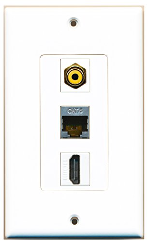RiteAV - 1 Port HDMI and 1 Port RCA Yellow and 1 Port Shielded Cat6 Ethernet Decorative Wall Plate Decorative