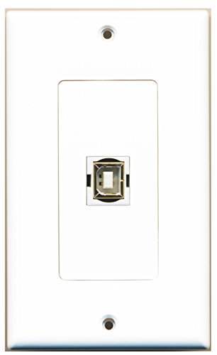 RiteAV - 1 Port USB 2.0 Female B /B Decorative 1 Gang White Wall Plate