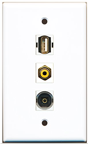 RiteAV - 1 Port RCA Yellow and 1 Port USB A-A and 1 Port Toslink Wall Plate