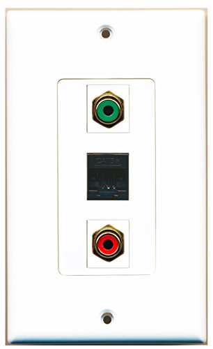 RiteAV - 1 Port RCA Red and 1 Port RCA Green and 1 Port Cat5e Ethernet Black Wall Plate Decorative
