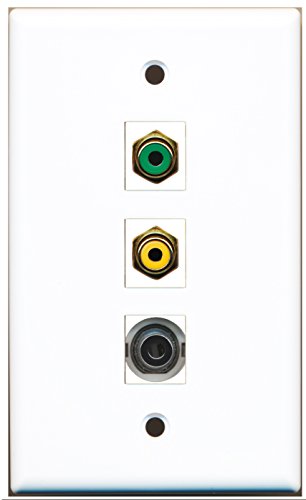 RiteAV - 1 Port RCA Yellow and 1 Port RCA Green and 1 Port 3.5mm Wall Plate