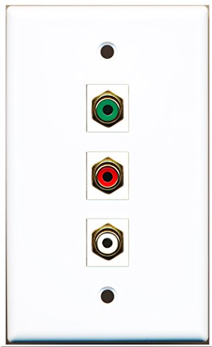 RiteAV - 1 Port RCA Red and 1 Port RCA White and 1 Port RCA Green Wall Plate