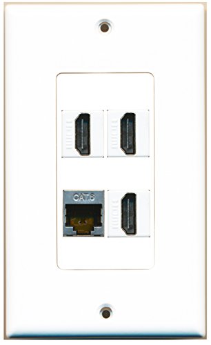 RiteAV - 3 Port HDMI 1 Port Shielded Cat6 Ethernet Wall Plate Decorative