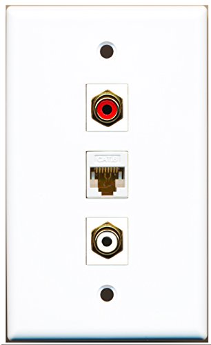 RiteAV - 1 Port RCA Red and 1 Port RCA White and 1 Port Cat6 Ethernet White Wall Plate