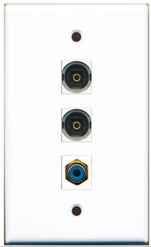 RiteAV - 1 Port RCA Blue 2 Port Toslink Wall Plate