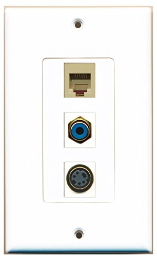 RiteAV - 1 Port RCA Blue and 1 Port Phone RJ11 RJ12 Beige and 1 Port S-Video Decorative Wall Plate Decorative