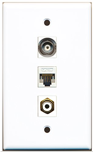 RiteAV - 1 Port RCA White 1 BNC 1 Cat5e Ethernet White Wall Plate