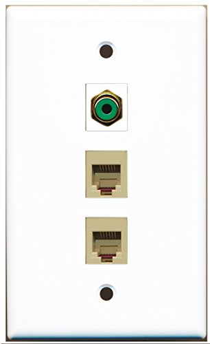 RiteAV - 1 Port RCA Green 2 Port Phone RJ11 RJ12 Beige Wall Plate