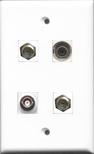 RiteAV - 2 Port Coax Cable TV- F-Type and 1 Port 3.5mm and 1 Port BNC Wall Plate