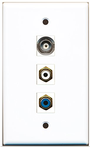 RiteAV - 1 Port RCA White and 1 Port RCA Blue and 1 Port BNC Wall Plate