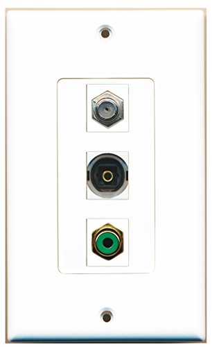 RiteAV - 1 Port RCA Green and 1 Port Coax Cable TV- F-Type and 1 Port Toslink Decorative Wall Plate Decorative