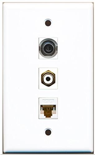 RiteAV - 1 Port RCA White and 1 Port 3.5mm and 1 Port Cat6 Ethernet White Wall Plate
