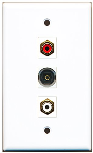 RiteAV - 1 Port RCA Red and 1 Port RCA White and 1 Port Toslink Wall Plate
