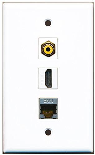 RiteAV - 1 Port HDMI and 1 Port RCA Yellow and 1 Port Shielded Cat6 Ethernet Wall Plate