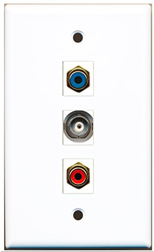 RiteAV - 1 Port RCA Red and 1 Port RCA Blue and 1 Port BNC Wall Plate