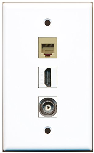 RiteAV - 1 Port HDMI and 1 Port Phone RJ11 RJ12 Beige and 1 Port BNC Wall Plate