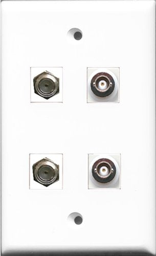 RiteAV - 2 Port Coax Cable TV- F-Type 2 Port BNC Wall Plate