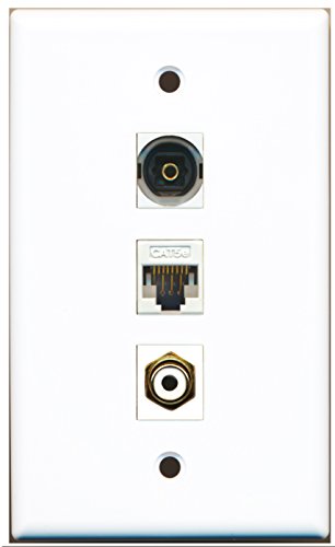 RiteAV - 1 Port RCA White 1 Toslink 1 Cat5e Ethernet White Wall Plate