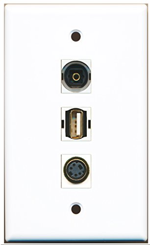 RiteAV - 1 Port USB A-A and 1 Port S-Video and 1 Port Toslink Wall Plate