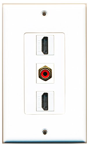 RiteAV - 2 Port HDMI and 1 Port RCA Red Decorative Wall Plate Decorative