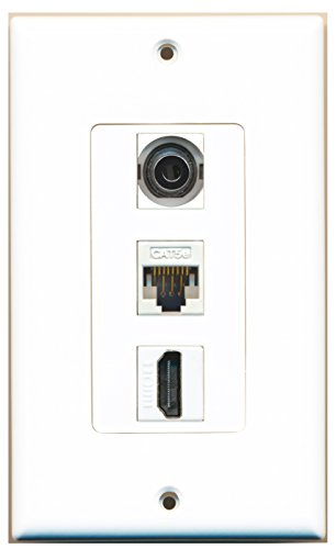 RiteAV - 1 Port HDMI and 1 Port 3.5mm and 1 Port Cat5e Ethernet White Decorative Wall Plate
