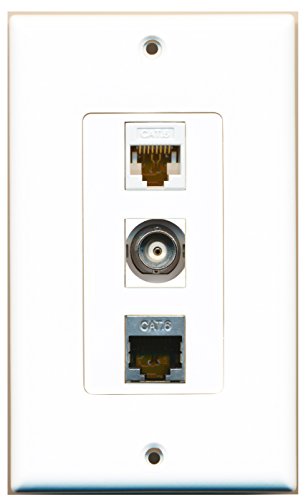 RiteAV - 1 Port Shielded Cat6 Ethernet and 1 Port BNC and 1 Port Cat6 Ethernet White Decorative Wall Plate Decorative