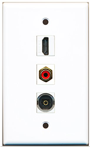 RiteAV - 1 Port HDMI and 1 Port RCA Red and 1 Port Toslink Wall Plate
