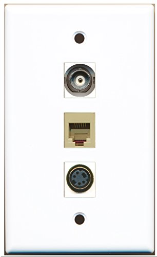 RiteAV - 1 Port Phone RJ11 RJ12 Beige and 1 Port S-Video and 1 Port BNC Wall Plate