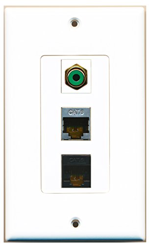 RiteAV - 1 Port RCA Green and 1 Port Shielded Cat6 Ethernet and 1 Port Cat6 Ethernet Black Decorative Wall Plate Decorative