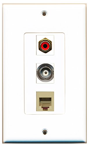 RiteAV - 1 Port RCA Red and 1 Port Phone RJ11 RJ12 Beige and 1 Port BNC Decorative Wall Plate Decorative