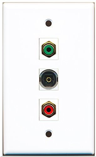 RiteAV - 1 Port RCA Red and 1 Port RCA Green and 1 Port Toslink Wall Plate