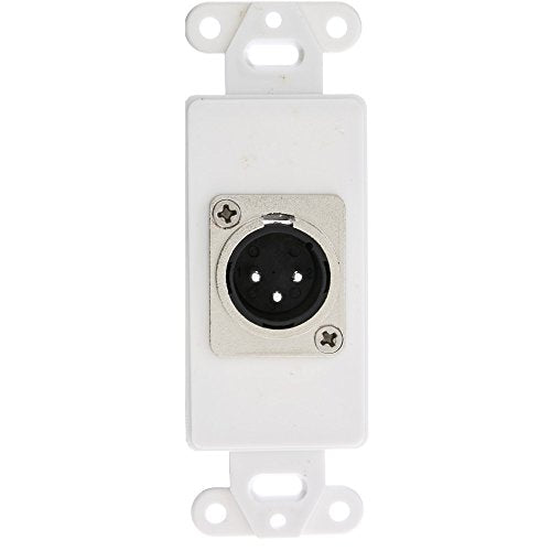 Decora Wall Plate Insert, White, XLR Male to Solder Type