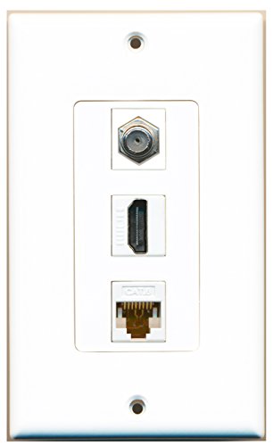 RiteAV - 1 Port HDMI 1 Coax Cable TV- F-Type 1 Cat6 Ethernet White Wall Plate Decorative