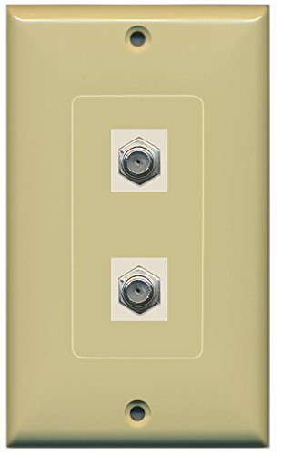 RiteAV (1 Gang Decorative) 2 Coax Ivory Wall Plate Ivory