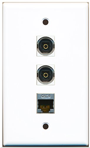 RiteAV - 1 Port Shielded Cat6 Ethernet 2 Port Toslink Wall Plate