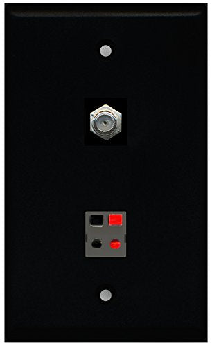 RiteAV - Black 1 Port Coax Cable TV- F-Type 1 Port Speaker Wall Plate