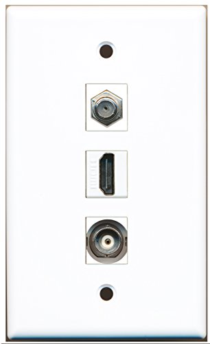 RiteAV - 1 Port HDMI and 1 Port Coax Cable TV- F-Type and 1 Port BNC Wall Plate