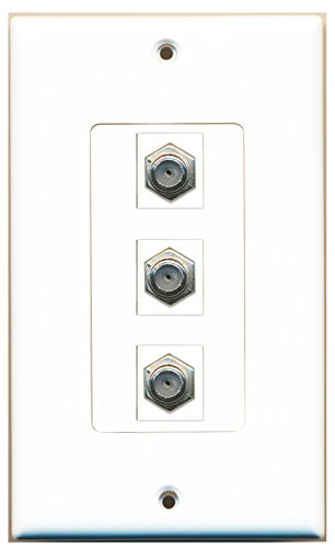 RiteAV - 3 Port Coax Cable TV- F-Type Decorative Wall Plate - White