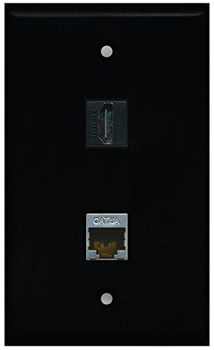 RiteAV - Black 1 Port HDMI 1 Port Cat6a Wall Plate