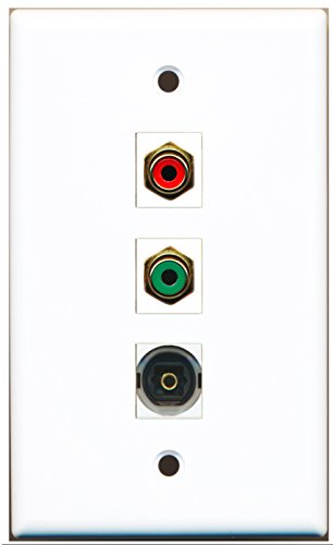RiteAV - 1 Port RCA Red and 1 Port RCA Green and 1 Port Toslink Wall Plate