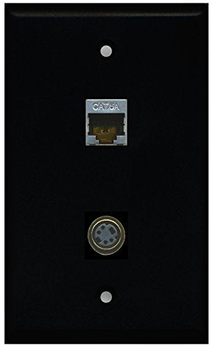 RiteAV - Black 1 Port S-Video 1 Port Cat6a Wall Plate