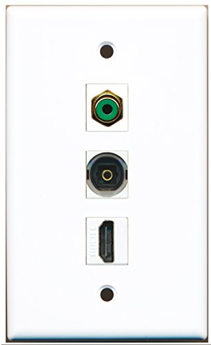 RiteAV - 1 Port HDMI and 1 Port RCA Green and 1 Port Toslink Wall Plate