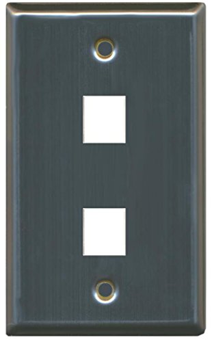 RiteAV Blank Wall Plate for Keystone Jacks - Stainless Steel 1 Gang 2 Port