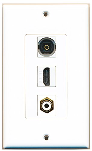 RiteAV - 1 Port HDMI 1 RCA White 1 Toslink Wall Plate Decorative
