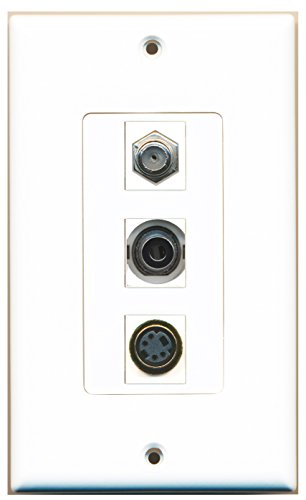 RiteAV - 1 Port Coax Cable TV- F-Type and 1 Port S-Video and 1 Port 3.5mm Decorative Wall Plate Decorative