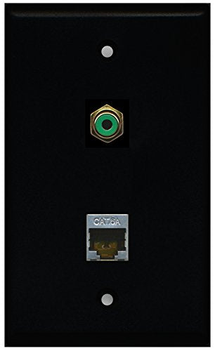 RiteAV - Black 1 Port RCA Green 1 Port Cat6a Wall Plate